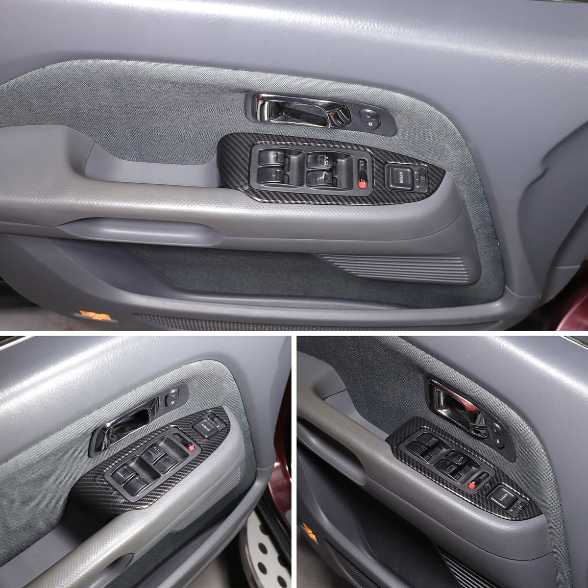 ABS Carbon Fiber Window Lift Switch Button Trim Frame For Honda Pilot 2003-2008 12