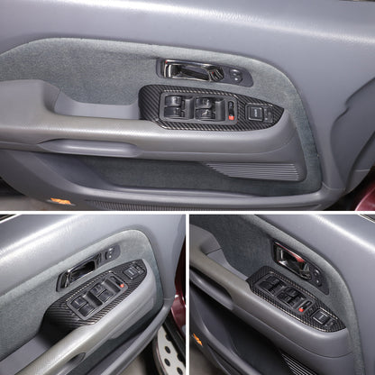 ABS Carbon Fiber Window Lift Switch Button Trim Frame For Honda Pilot 2003-2008 12