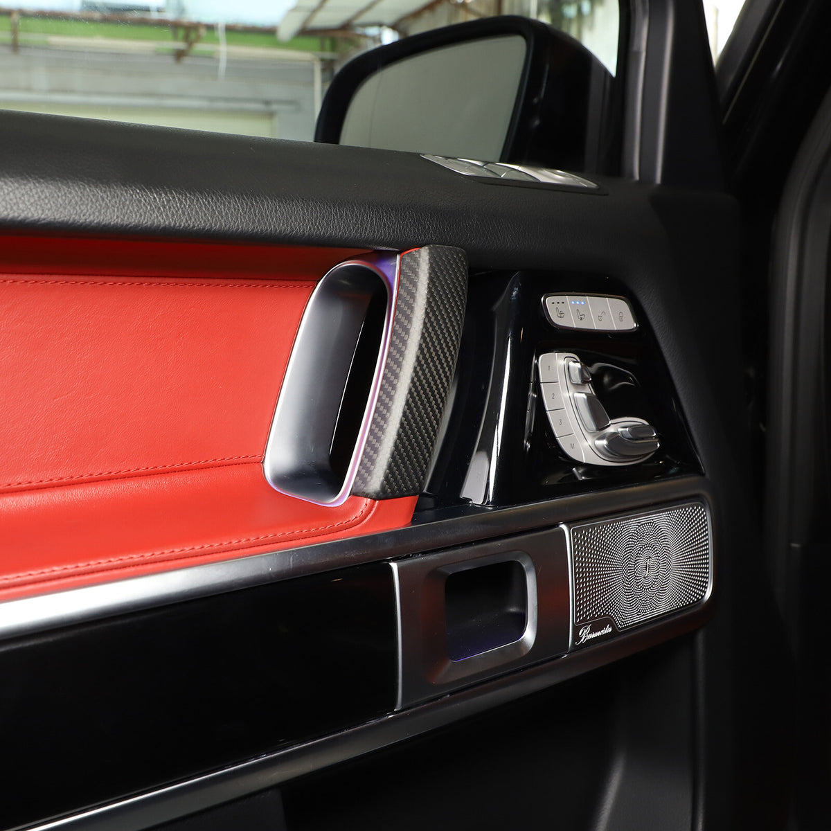 Carbon Fiber Inner Door Armrest Stripe Cover For Mercedes Benz G Class 19-20 5