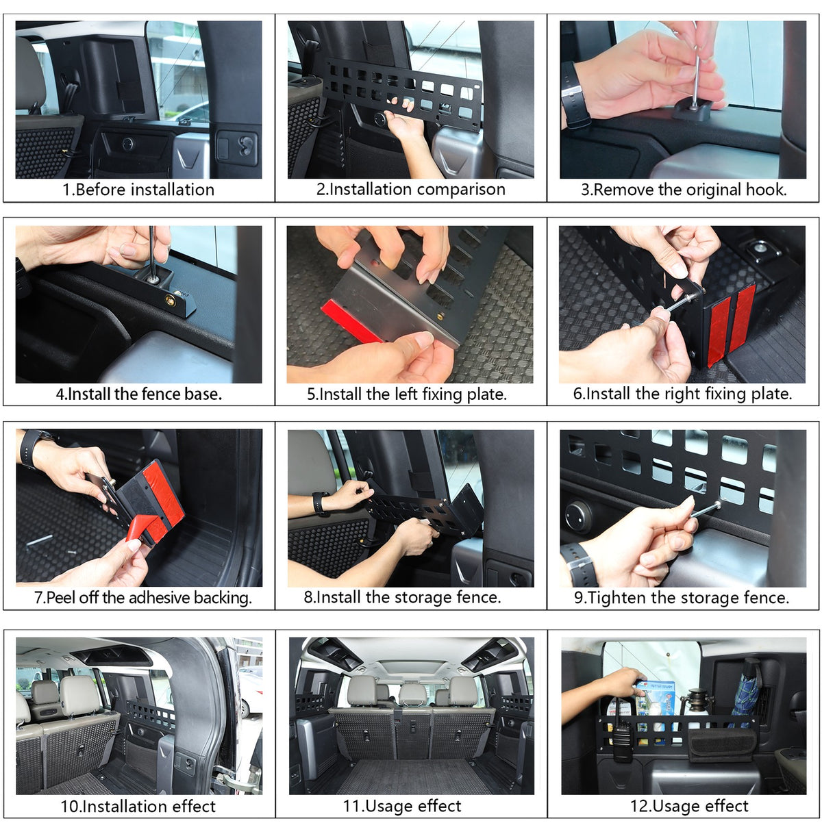 Trunk Side Window Storage Fence Molle Panel For LR Defender L663 110 20+ US 2
