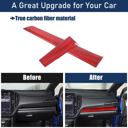 Red Real Carbon Fiber Center Console Panel Trim For Subaru WRX VB Crosstrek 22+ 23
