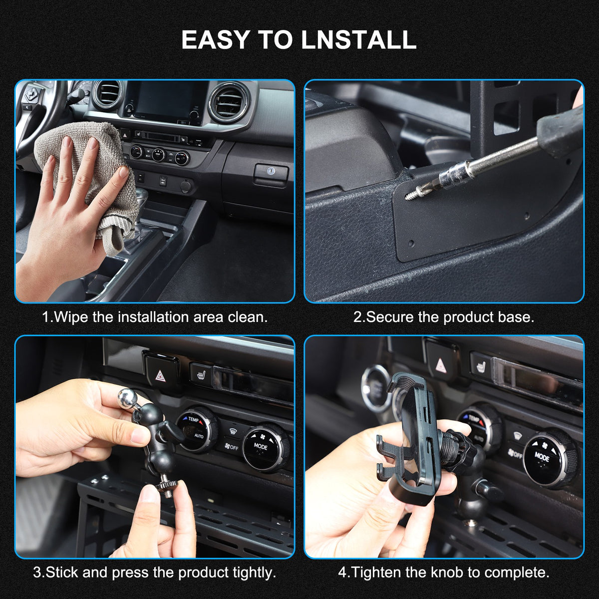 Center Multifunctional Expanding Phone Mount Bracket For Toyota Tacoma 2016-2022 7
