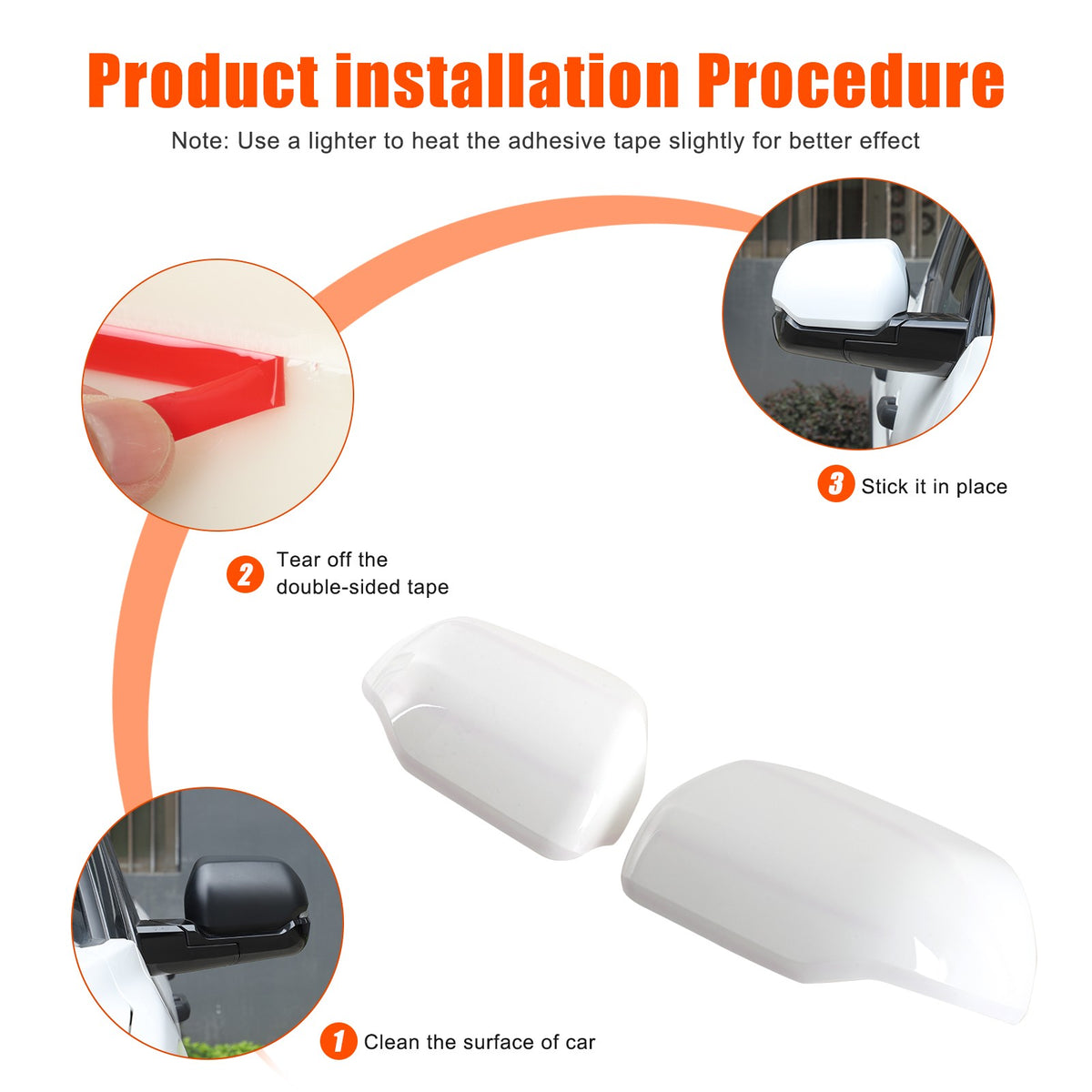 White ABS Exterior Rearview Mirror Cover Trim For Toyota Tundra/Sequoia 2022+ US 2