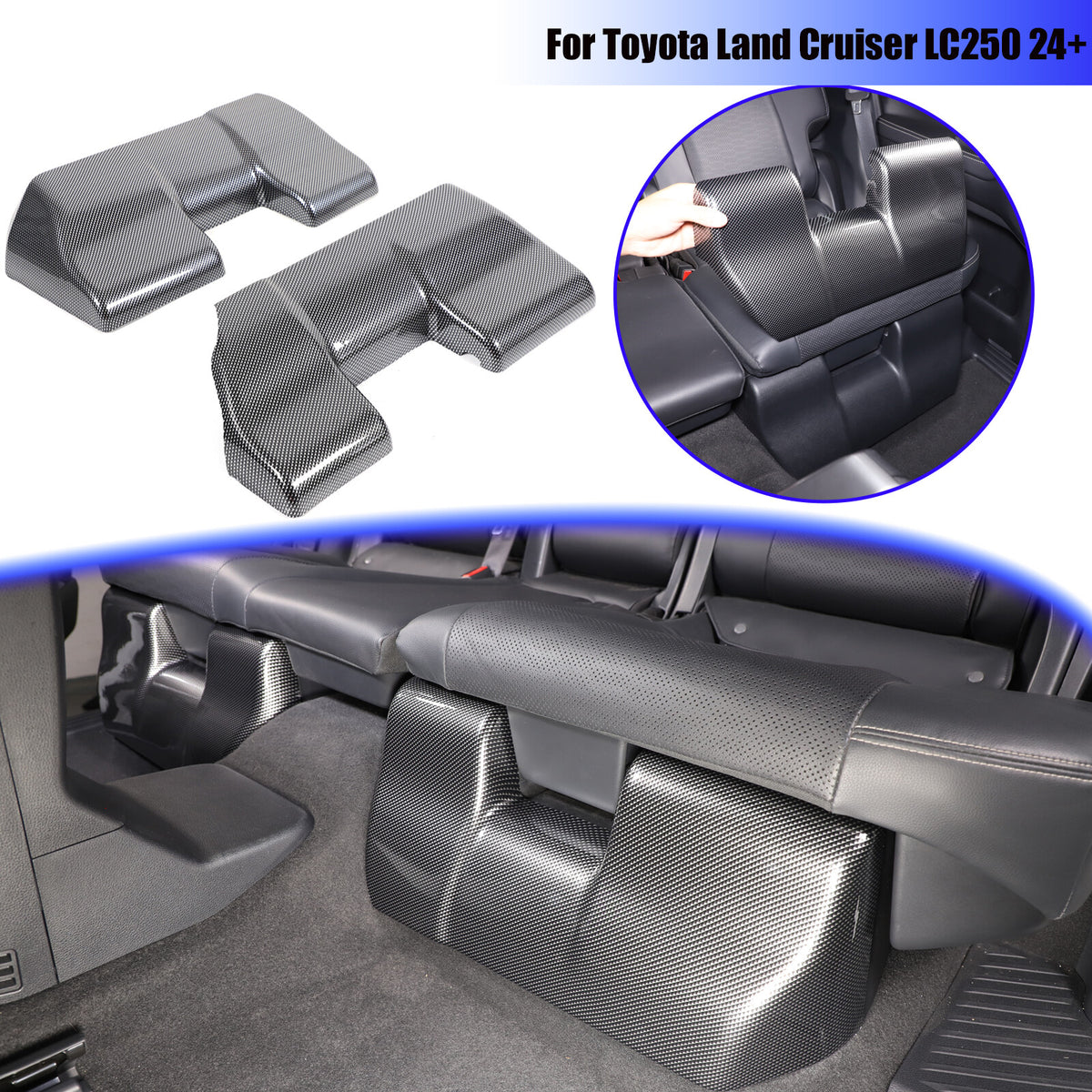 ABS Carbon Rear Seat Anti-kick Panel Trim For Toyota Land Cruiser LC250 24+ 1