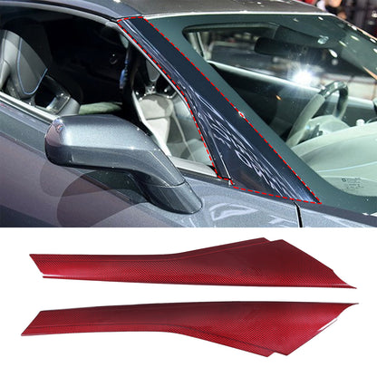 Red Carbon Fiber Exterior Windshield A Pillar Trim Cover For Corvette C7 14-19 3