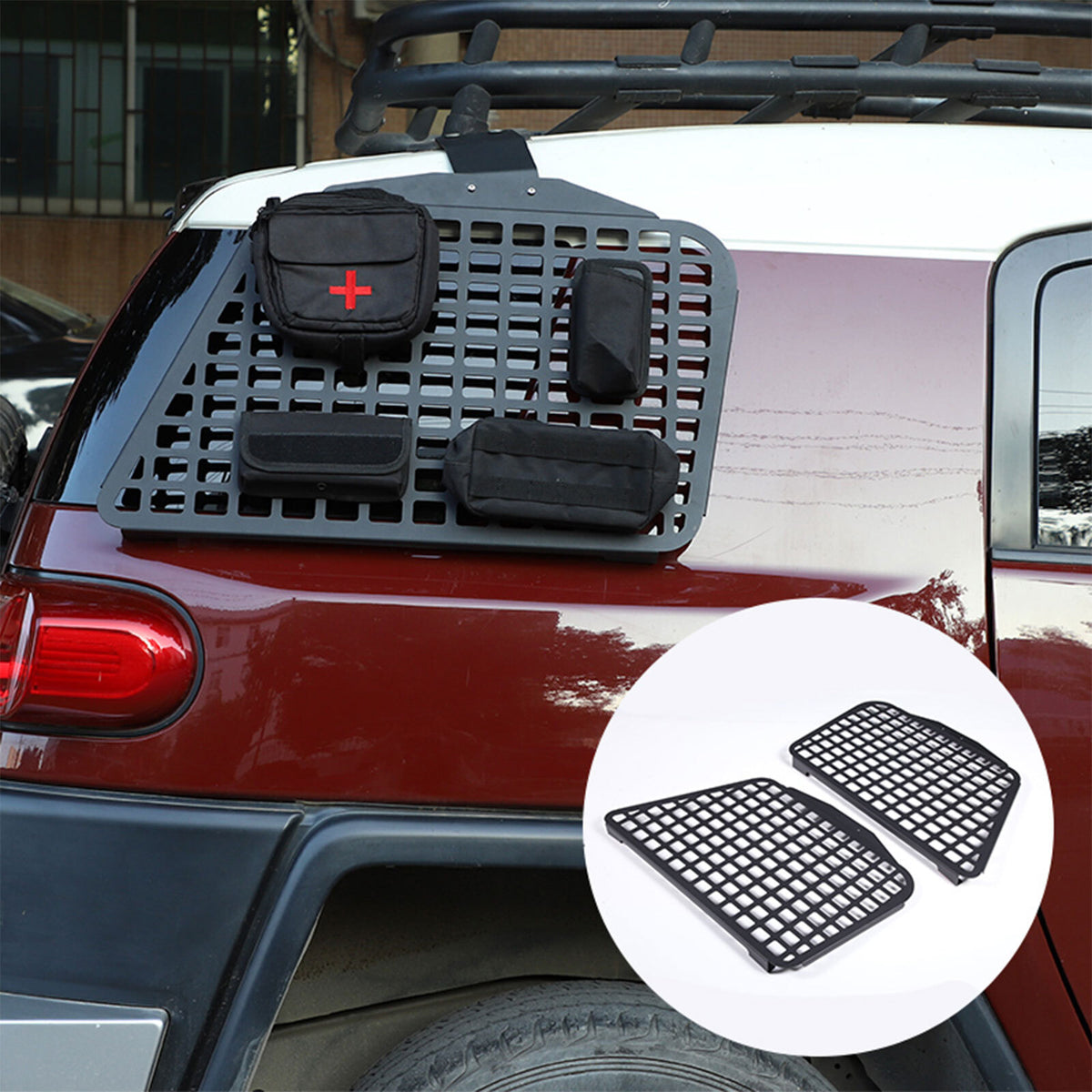 Rear Quarter Window Guard Molle Panel Storage Bracket for FJ Cruiser 2007-2021 5