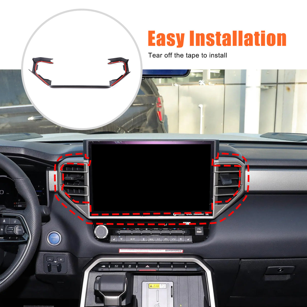ABS Carbon Fiber Center Air Vent Panel Cover Trim For Toyota Tundra/Sequoia 23+ 1
