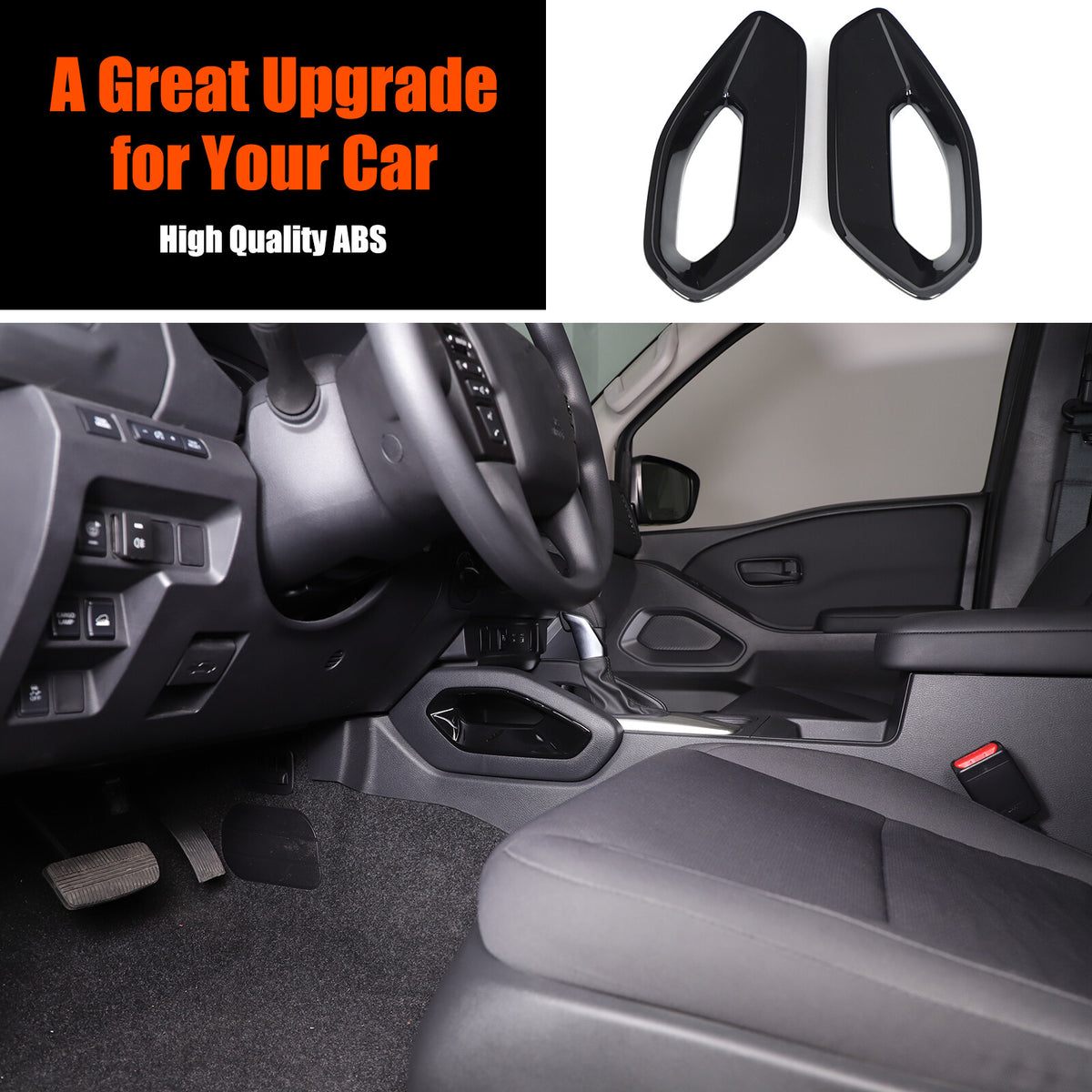 Glossy Black Center Console Side Armrest Frame Trim For Nissan Frontier 2022+ 18