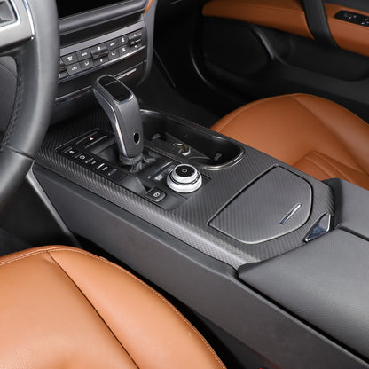 Matte Real Carbon Fiber Center Console Cover Trim For Maserati Ghibli 2017-2023 9