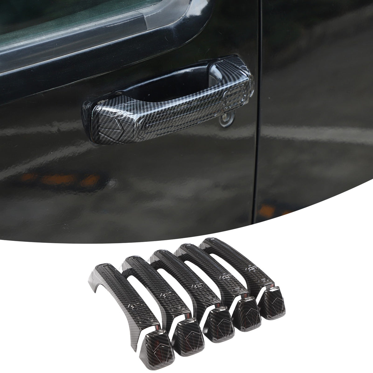 ABS Carbon Fiber Door Handle + Tailgate Cover Trim Bezel For Hummer H3 2005-2009 16