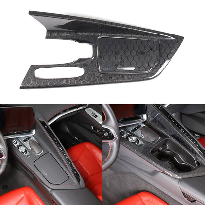 Real Honeycomb Carbon Fiber Center Console Gear Shift Panel Trim For C8 Corvette 15