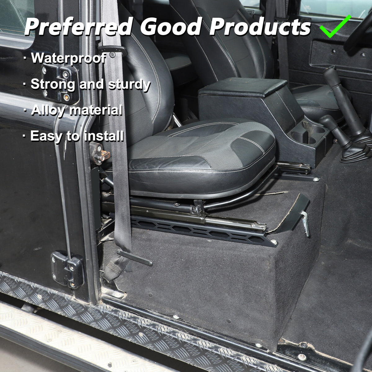 Black Steel Front Seat Adjustment Bracket Trim For LR Defender L316 2004-2018 22