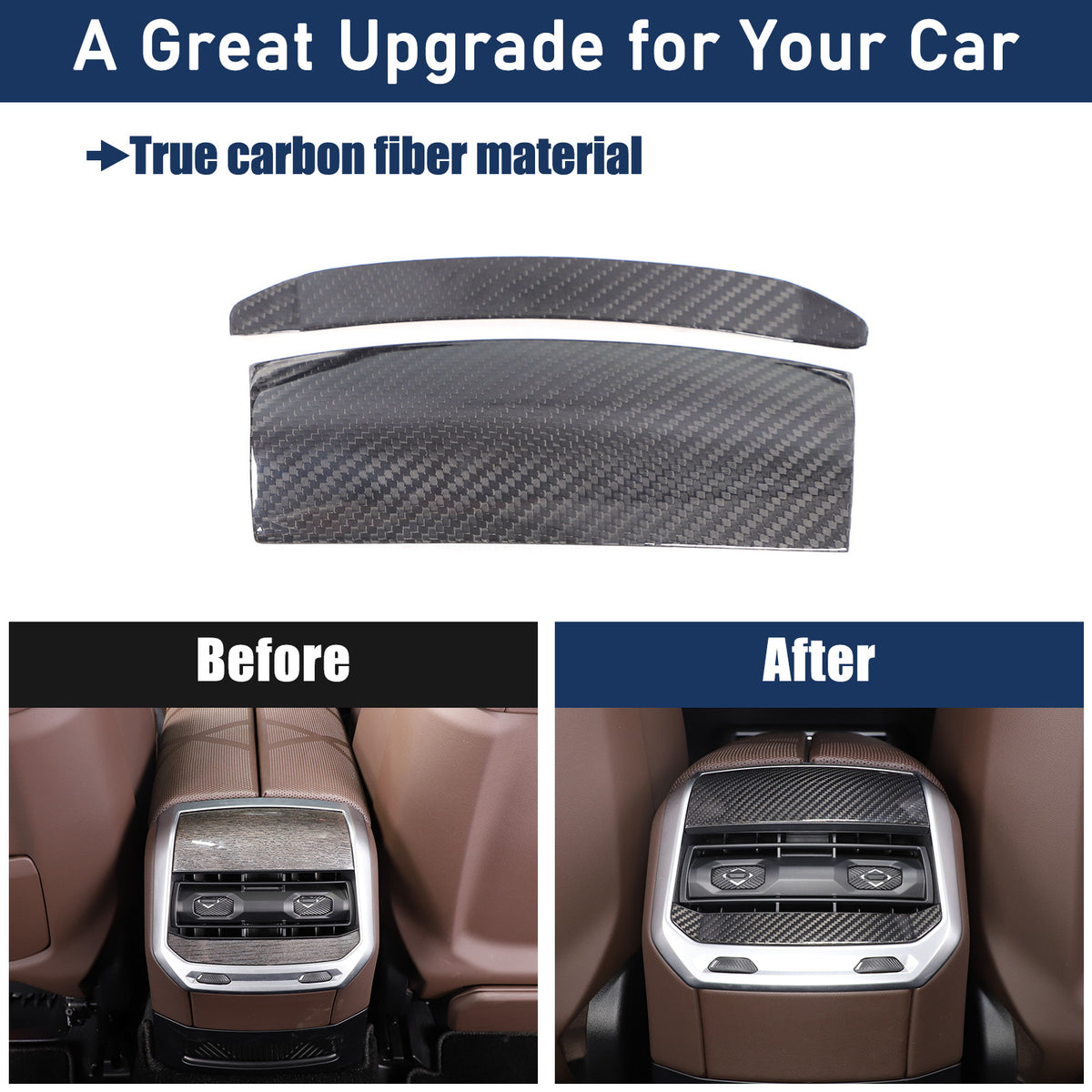 Real Carbon Fiber Rear Air Vent Outlet Cover Trim For BMW 7 Series G70 2023-2024 2