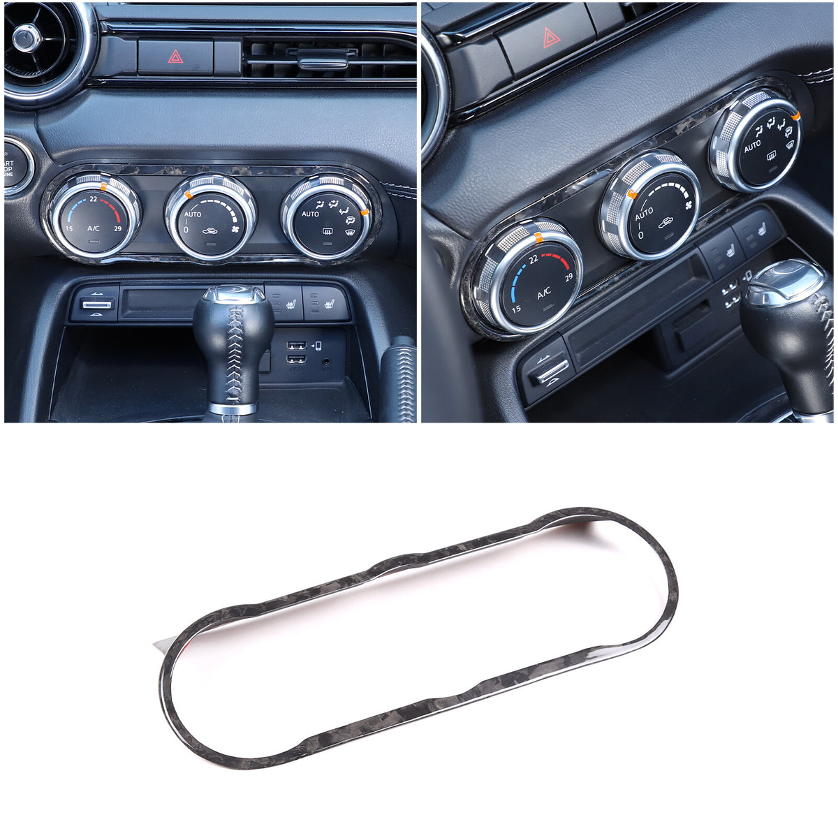 Forged Carbon Fiber Interior Air conditioning knob frame Trim For Mazda MX-5 16+ 3