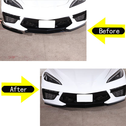 Replacement Glossy Black Front Bumper Lip Spoiler For Corvette C8 2020-2025 US 13
