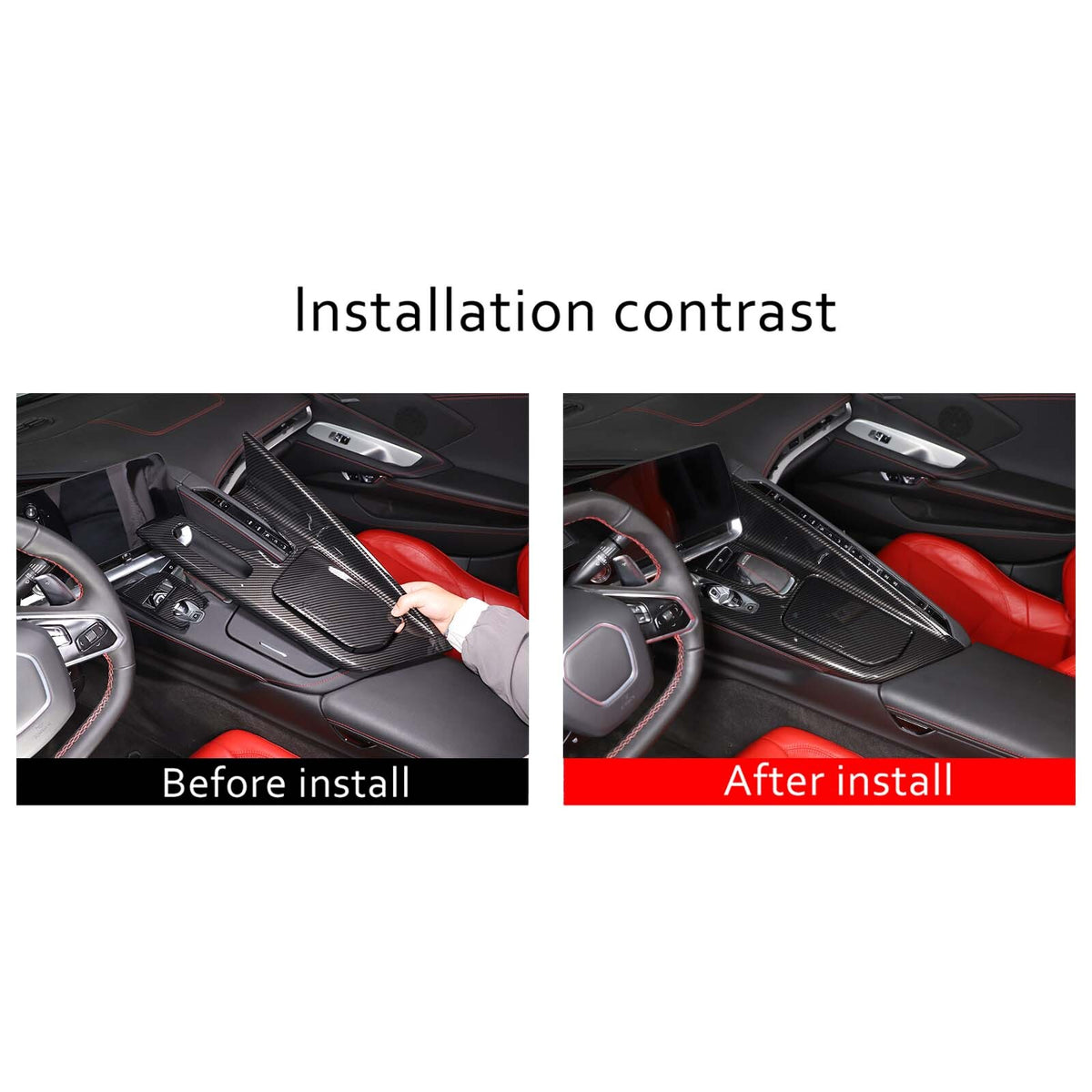 ABS Carbon Fiber Full set Center Console Frame Decor Trim Cover for Corvette C8 6