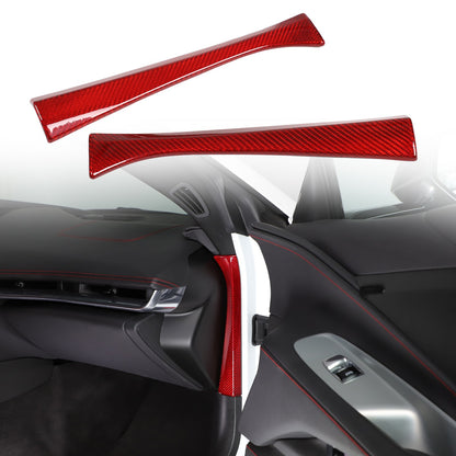 Red Real Carbon Fiber Full Interior Set Decor Trim Kit for Corvette C8 20-25 - Styles 66-68 23