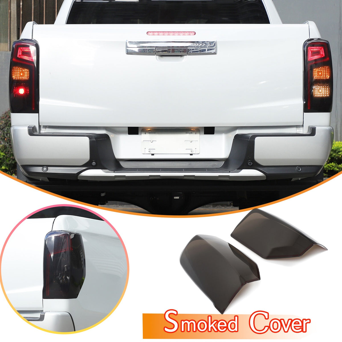 Smoked Black Rear Tail Light Guard Cover Trim Bezels For Mitsubishi L200 2019+ 1