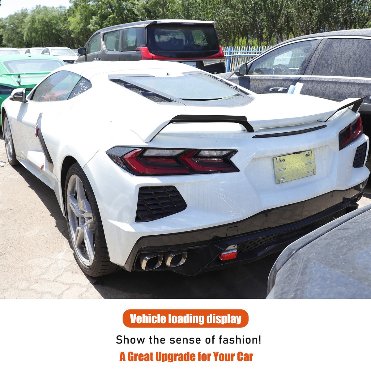 Glossy Piano Black Rear Spoiler Wing Cover Trim Frame For Corvette C8 2020-26 22