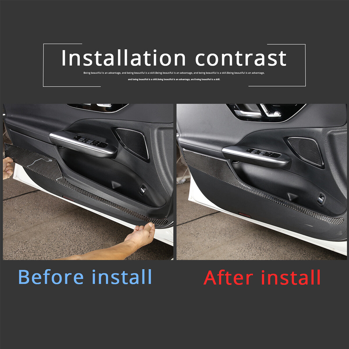 Real Carbon Fiber Car Door Panel Cover Trim For Benz C Class W206 2022-23 8