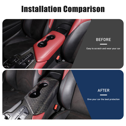 Real Carbon Fiber Center Armrest Box Panel Trim Cover For Toyota Supra A90 19-24 4