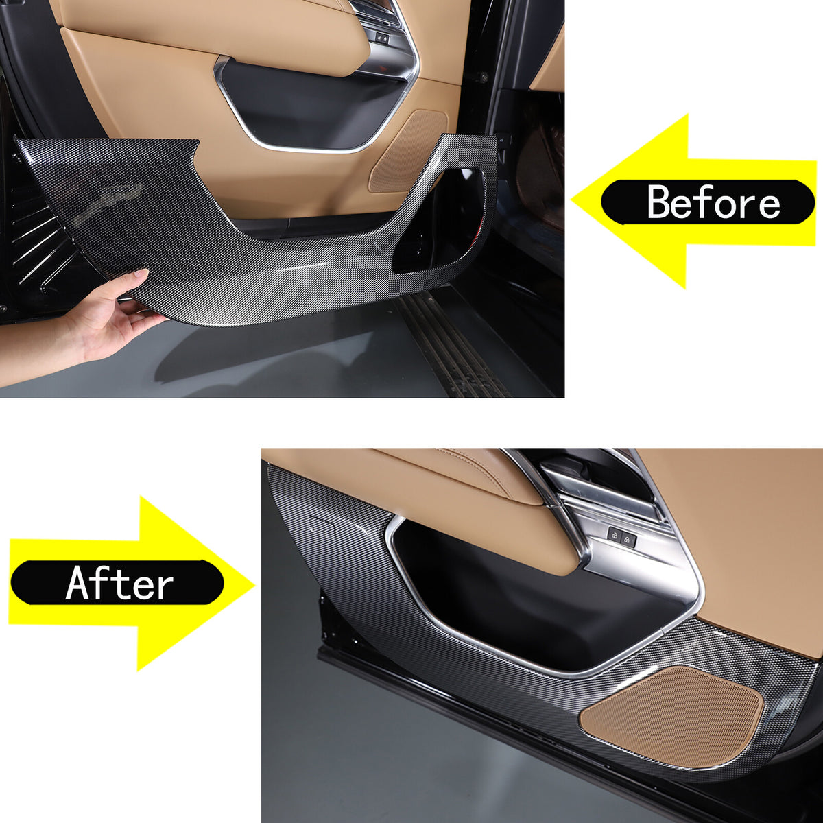 ABS Carbon Fiber Door Anti-kick Panel Trim For LR Range Rover Vogue 2023-2024 21