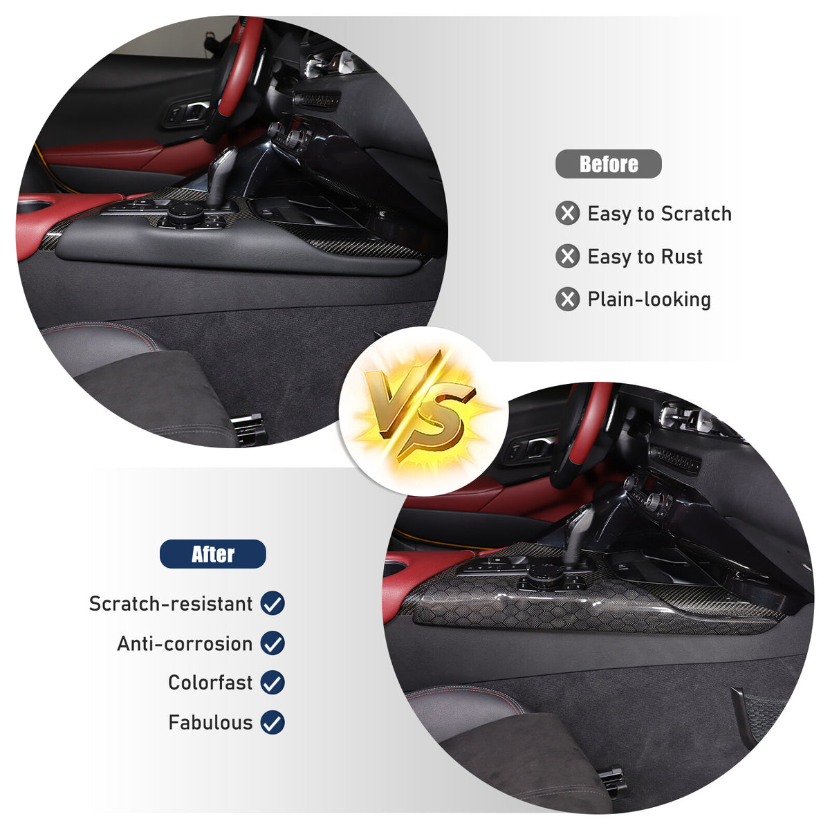 Real Carbon Fiber Console Gear Shift Frame Side Cover For Toyota Supra A90 19-25 5