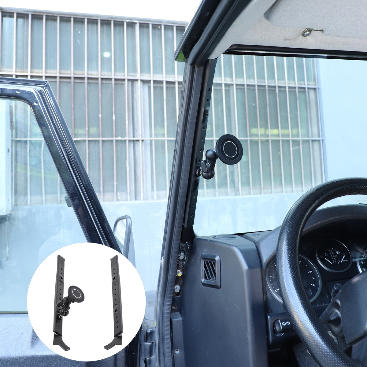 Black Magnetic A-Pillar Mount Bracket For Land Rover Defender L316 2004-2018 15