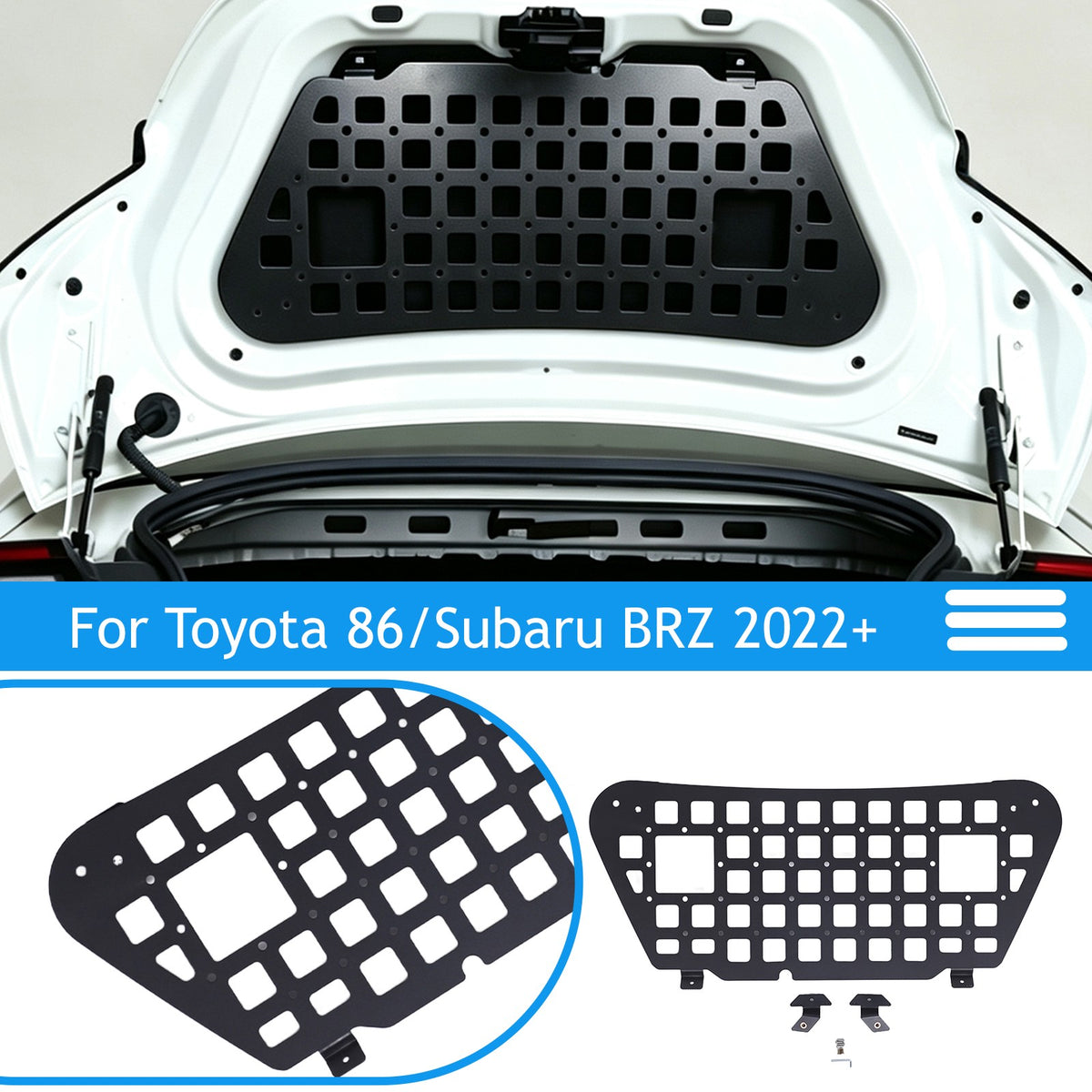 Aluminum Trunk Lid Hanging Bag Rack Molle Panel For Toyota Subaru BRZ 2022+ 1