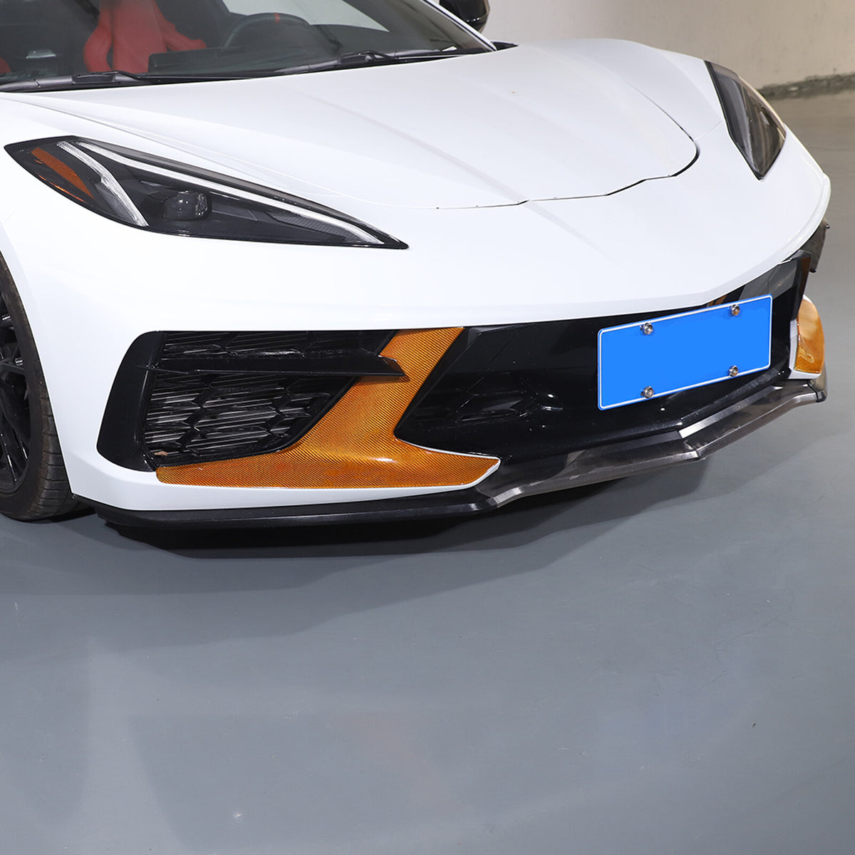 Yellow Carbon Fiber Front Bumper Grille Bezel Cover For Corvette C8 Z51 2020-26 22