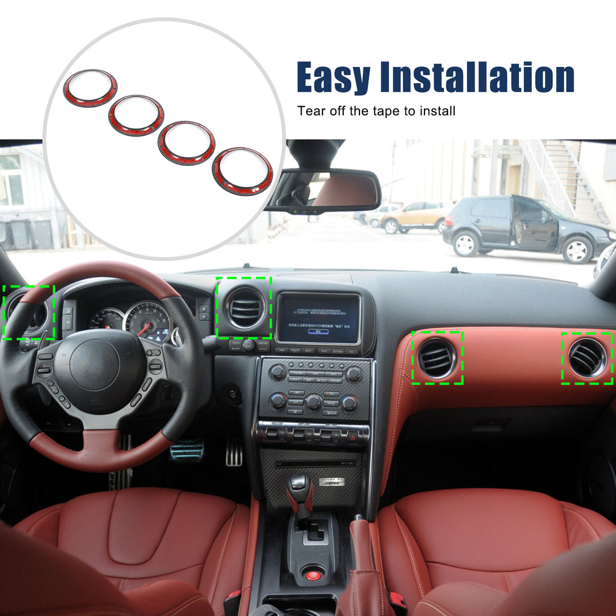 Real Carbon Fiber Dashboard Air Outlet Vent Cover For Nissan GTR R35 2008-16 US 4
