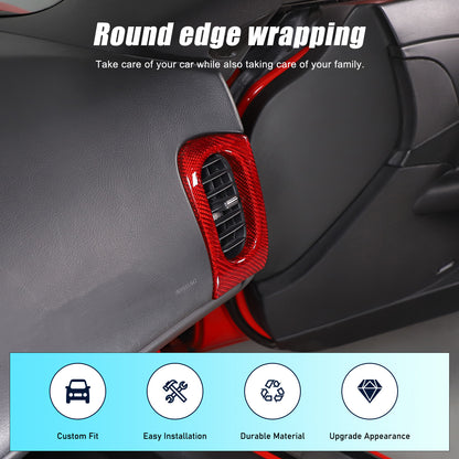 Red Real Carbon Fiber Interior Dashboard Side Air Vent Trim For Corvette C6 23