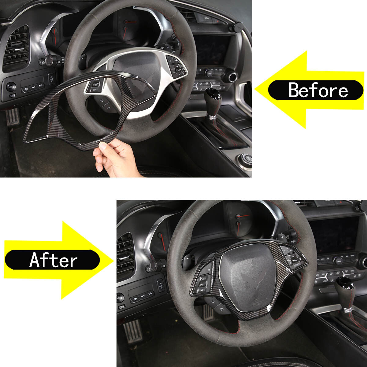 ABS Carbon Fiber Interior Center Console Panel Trim Set For Corvette C7 2014-19 - Variants 1-5 13