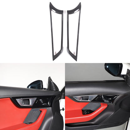Real Carbon Fiber Inner Door Handle Frame Cover Trim For Jaguar F-TYPE 2013-2024 11