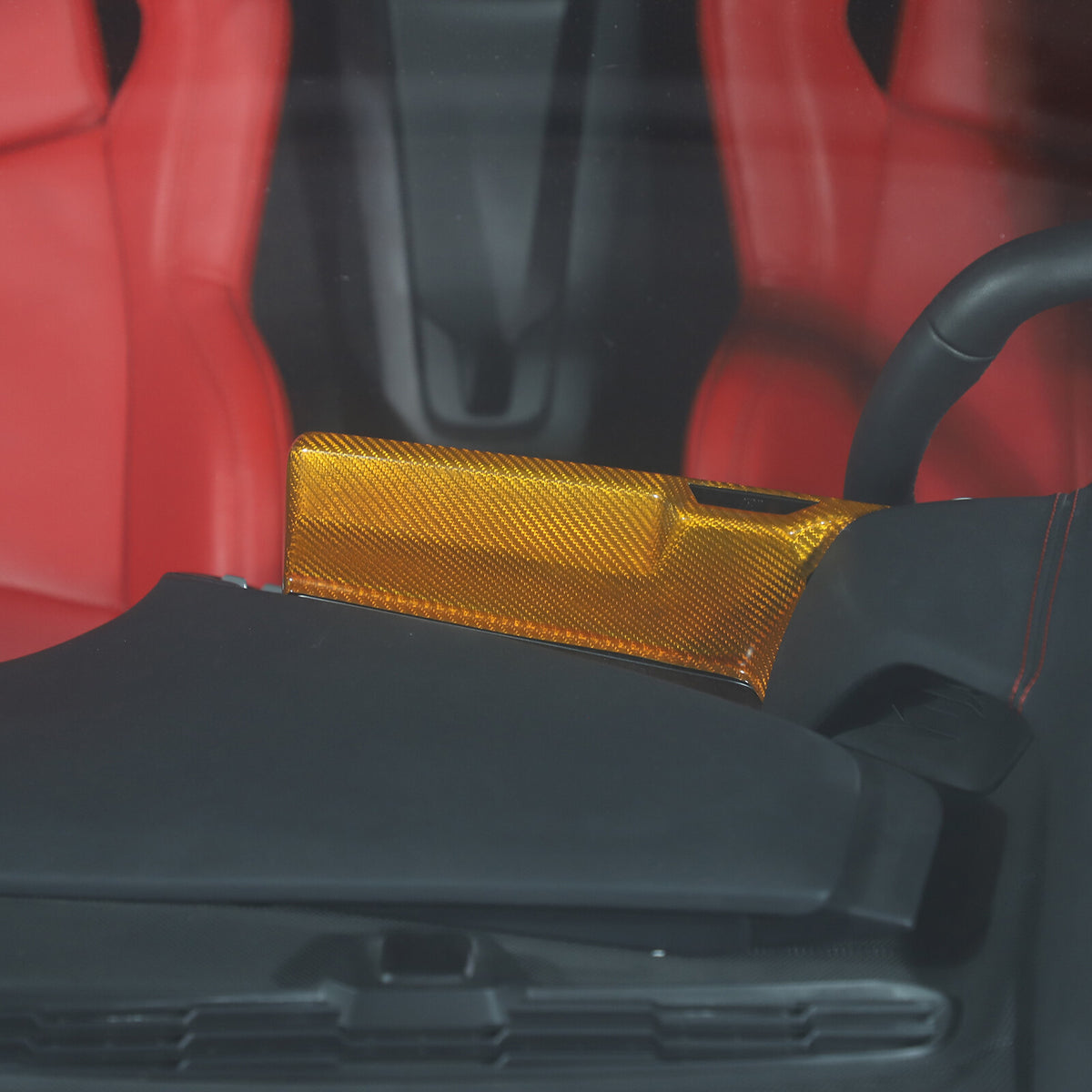 Yellow Carbon Fiber Center Console Screen Back Frame Trim For Corvette C8 20-25 5