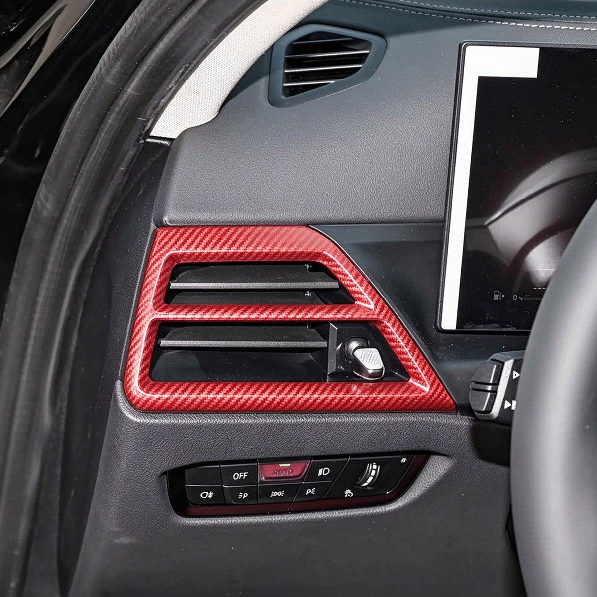 Red Real Carbon Fiber Side Air Vent Trim Cover For BMW 3 Series 2025+ 3