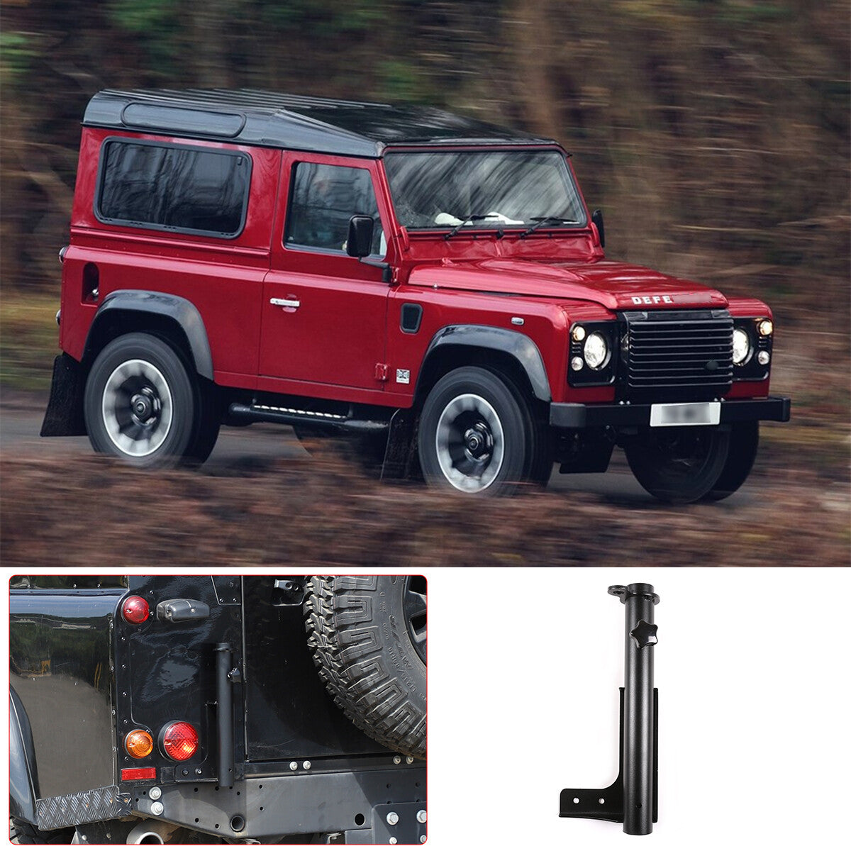 Alloy Right Tailgate Flag Pole & Antenna Bracket For Land Rover Defender 04-19 2