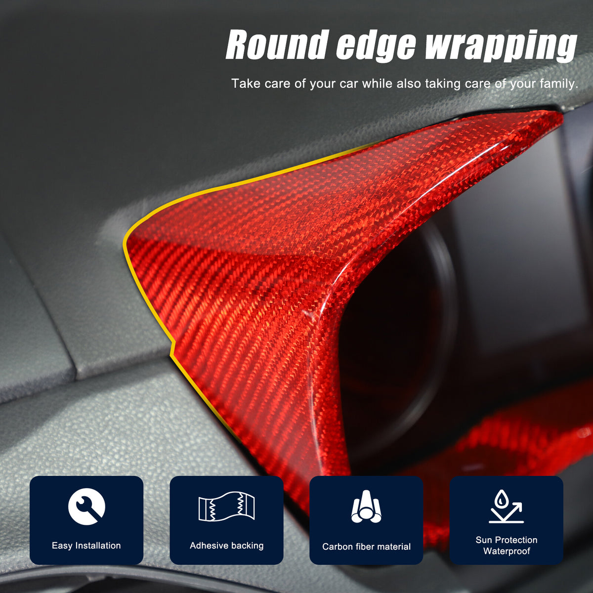 Red Real Carbon Fiber Center Console Dashboard Trim For Subaru WRX 2022+ 15
