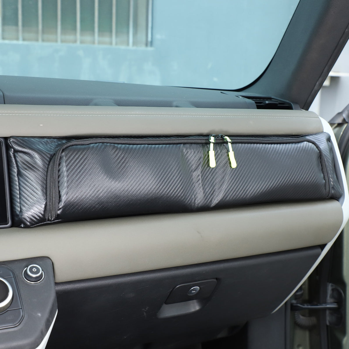 Carbon Fiber Texture Passenger Dashboard Storage Bag For LR Defender L663 2020+ 12