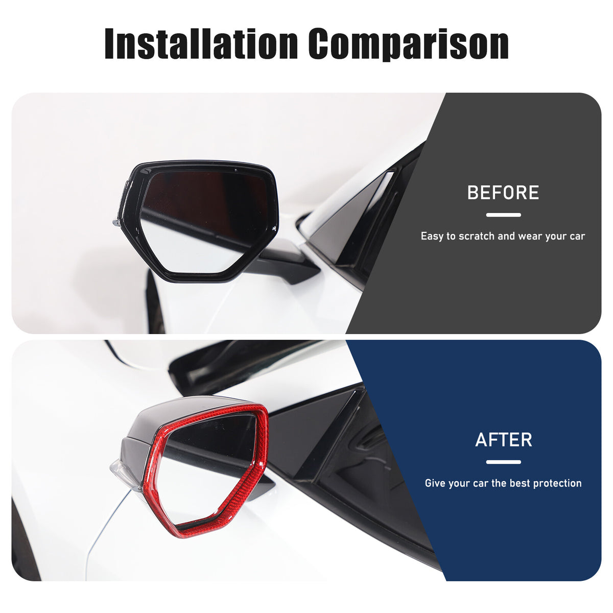 Red Real Carbon Fiber Side View Mirror Frame Cover Trim For Corvette C8 20-26 13
