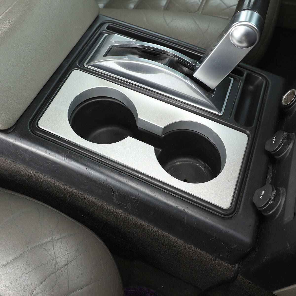 Silver Alloy Heightened Cup Holder Panel Trim Decorate Cover For Hummre H2 03-07 7