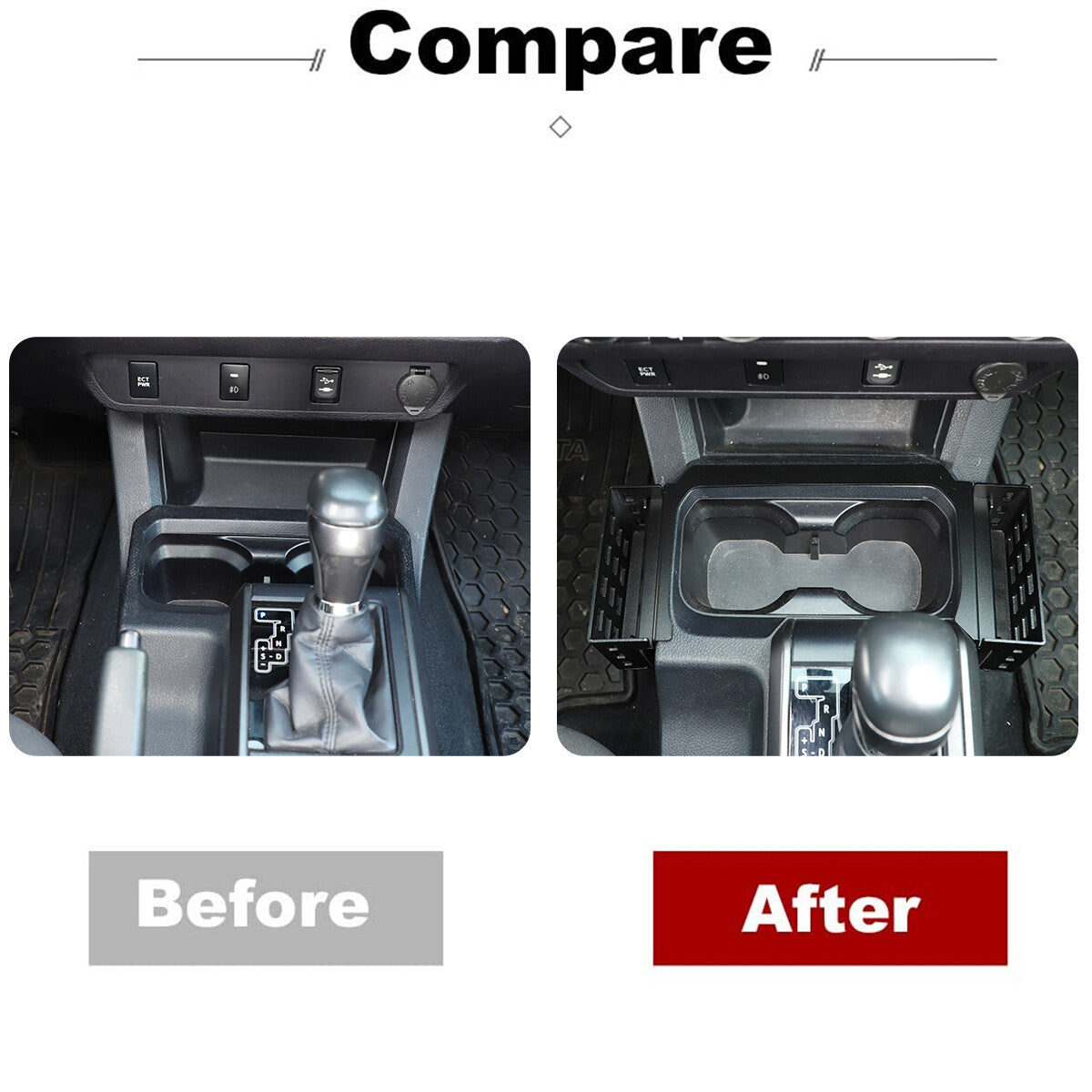 Interior Alloy Gear Shift Storage Box Two Baskets Trim For Toyota Tacoma 16-2023 2