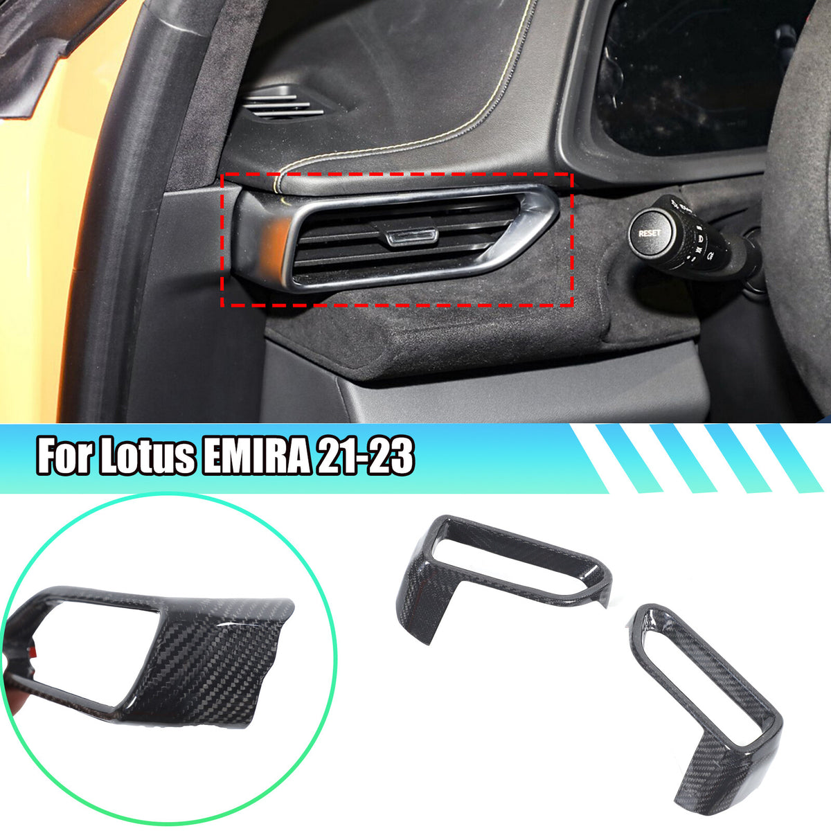 Real Carbon Fiber Center Console Side Air Vent Outlet Trim For Lotus Emira 23-25 1