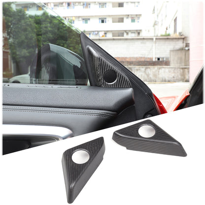 Matte Real Carbon Fiber Door Speaker Frame Trim Cover For Nissan GTR R35 2008-16 5