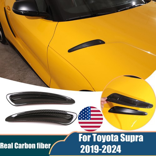 2pcs Real Carbon Fiber Side Hood Vent Covers For Toyota Supra A90 MKV 2019-24 1
