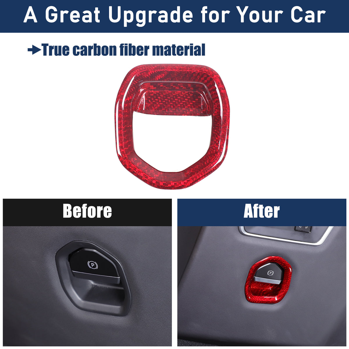 Red Real Carbon Electronic Handbrake Switch Cover Trim for Lotus EMIRA 21-25 5