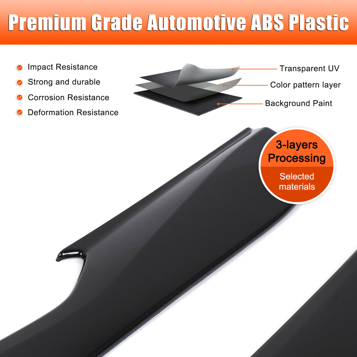 Glossy Piano Black ABS Interior Door Anti-Kick Panel Trim For Corvette C8 2020+ 8