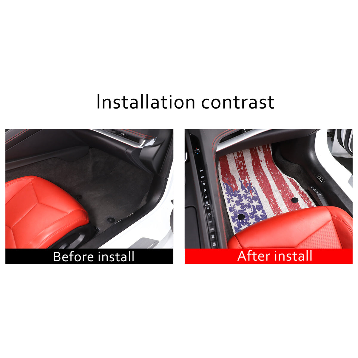 US Flag Car Floor Mats Cargo Carpets Foot Pads For Corvette C8 2020-2026 6