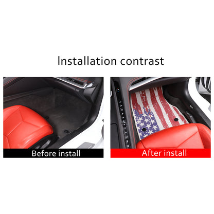 US Flag Car Floor Mats Cargo Carpets Foot Pads For Corvette C8 2020-2026 6