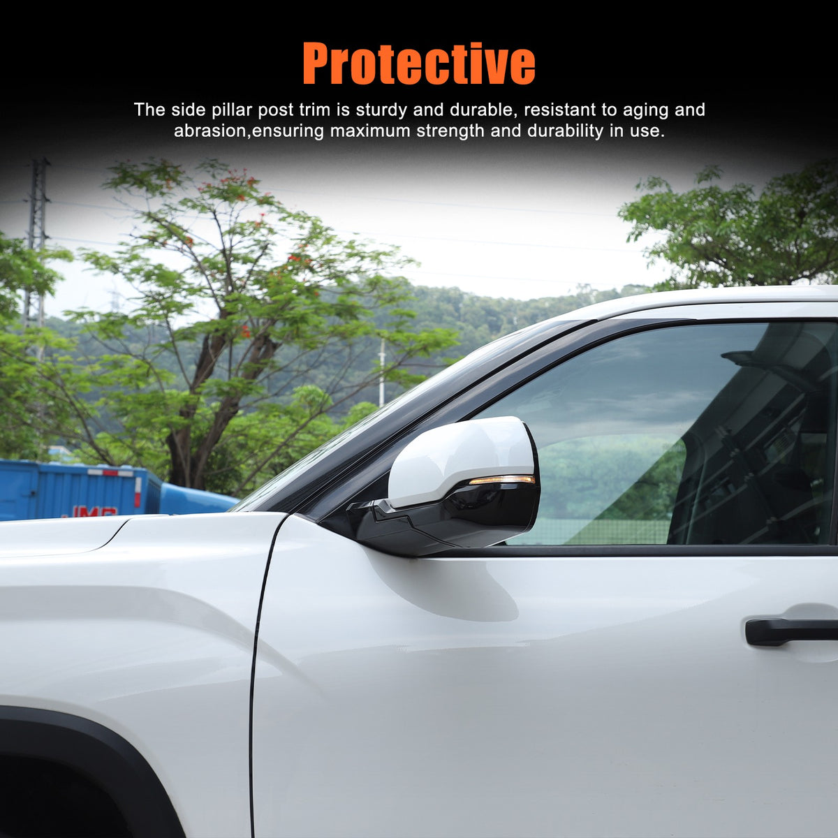 White ABS Exterior Rearview Mirror Cover Trim For Toyota Tundra/Sequoia 2022+ US 6